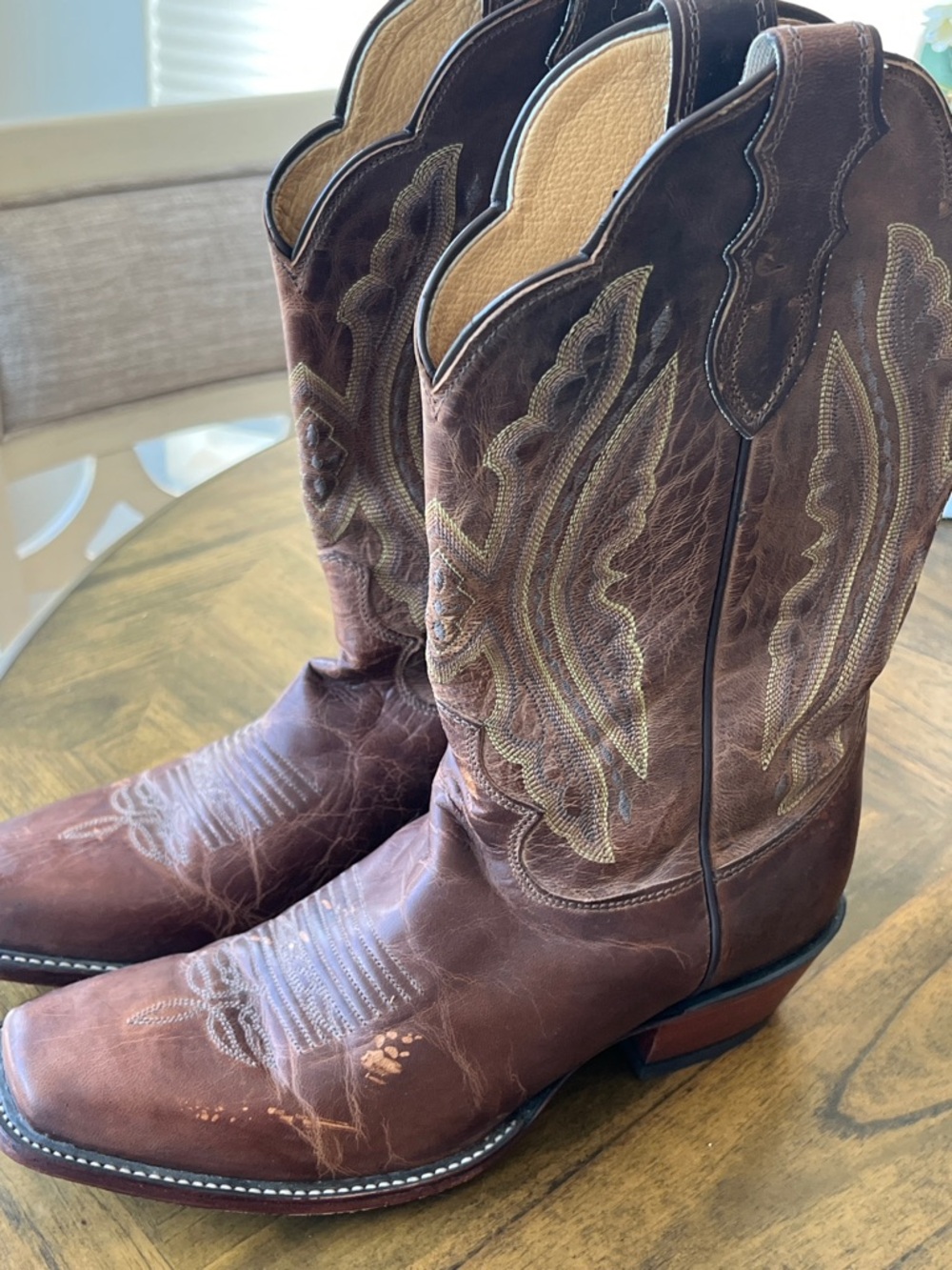 Women’s Justin Brown Western Leather Cowboy Boots - Picture 7 of 15
